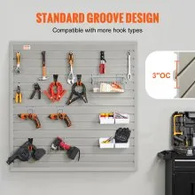VEVOR Slatwall Panels, 4 ft x 1 ft Gray Garage Wall Panels 12"H x 48"L (Set of 4 Panels), Heavy Duty Garage Wall Organizer Panels Display for Retail Store, Garage Wall, and Craft Storage Organization