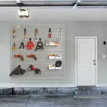 VEVOR Slatwall Panels, 4 ft x 1 ft Gray Garage Wall Panels 12"H x 48"L (Set of 4 Panels), Heavy Duty Garage Wall Organizer Panels Display for Retail Store, Garage Wall, and Craft Storage Organization