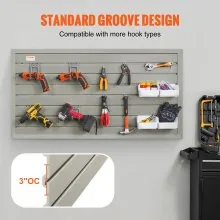 VEVOR Slatwall Panels, 121.9 x 30.48 cm Gray Garage Wall Panels (Set of 2 Panels), Heavy Duty Garage Wall Organizer Panels Display Perfect for Retail Store, Garage Wall, and Craft Storage Organization