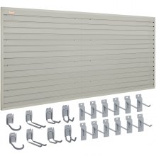 VEVOR Slatwall Panels with Hooks, 121.9 x 30.48 cm Gray Garage Wall Panels (Set of 8 Panels), Heavy Duty Garage Wall Organizer Panels Display for Retail Store, Garage Wall, Craft Storage Organization