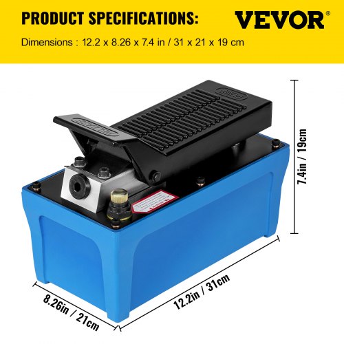 VEVOR Air Hydraulic Pump Power Pack Unit 10,000 PSI 103 In 3Cap Heavy-duty All Metal Construction Air Hydraulic Foot Pump