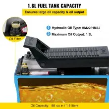VEVOR Air Hydraulic Pump Power Pack Unit 10,000 PSI 103 In 3Cap Heavy-duty All Metal Construction Air Hydraulic Foot Pump