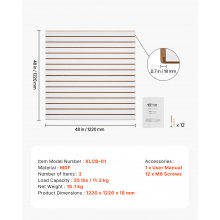 4 x 4 ft Slat Wall Paneling MDF White Garage Slatwall with Modular Design