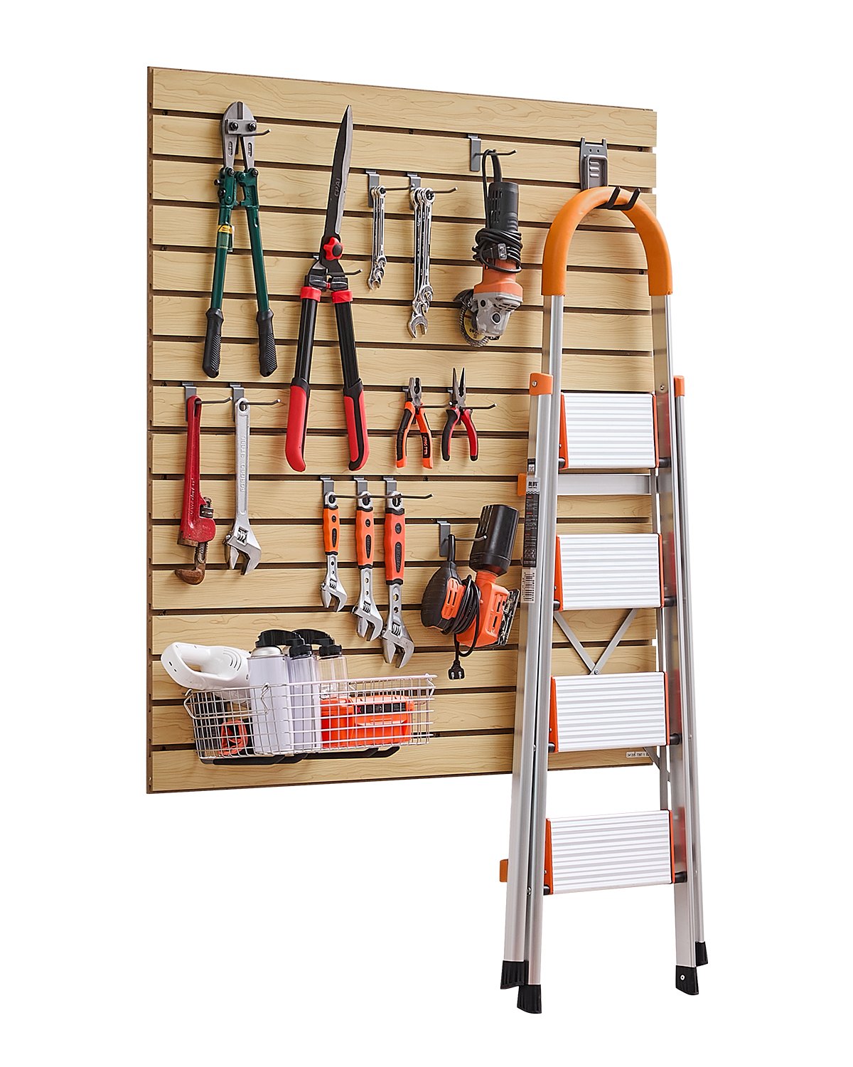 VEVOR Slat Wall Paneling, 4 x 4ft, MDF Garage Slatwall with Modular Design, Natural Slat Wall Easy-to-Install Adjustable Slatwall Panel with Coupling Structure & DIY Cutting, Fit for Storage & Display