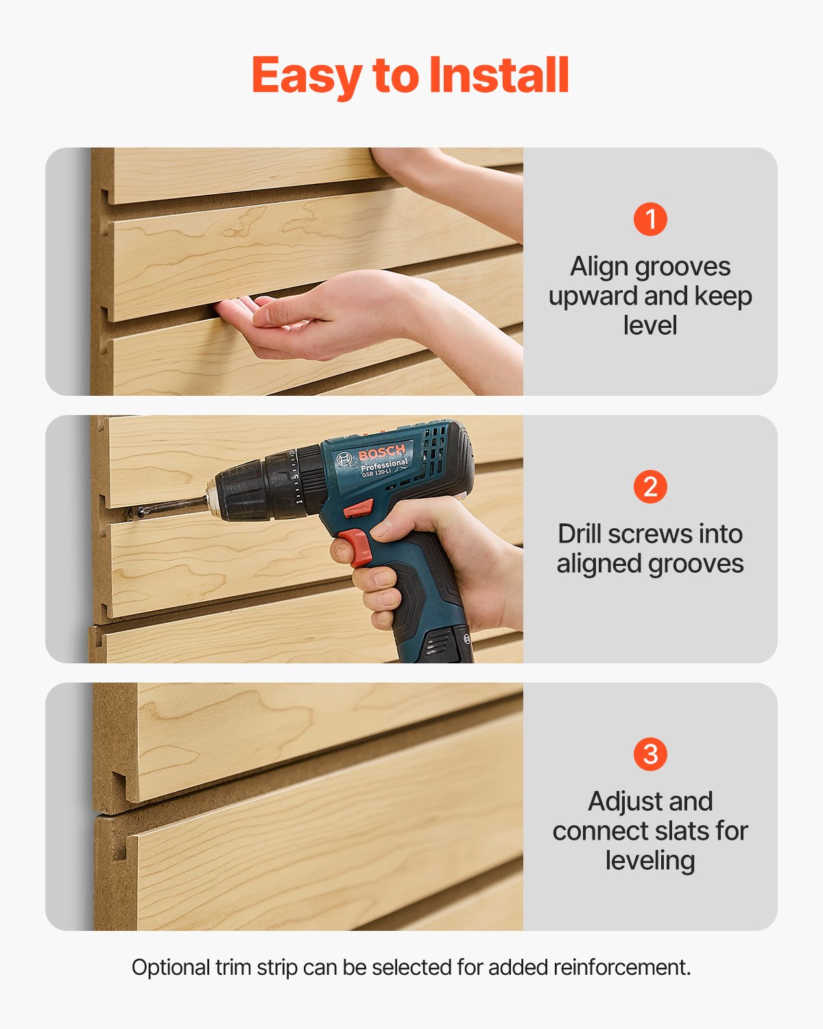 VEVOR Slat Wall Paneling, 4 x 4ft, MDF Garage Slatwall with Modular Design, Natural Slat Wall Easy-to-Install Adjustable Slatwall Panel with Coupling Structure & DIY Cutting, Fit for Storage & Display