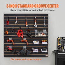 VEVOR Slatwall Panels, 4 ft x 2 ft Black Garage Wall Panels 24"H x 48"L (Set of 2 Panels), Heavy Duty Garage Wall Organizer Panels Display for Retail Store, Garage Wall, and Craft Storage Organization