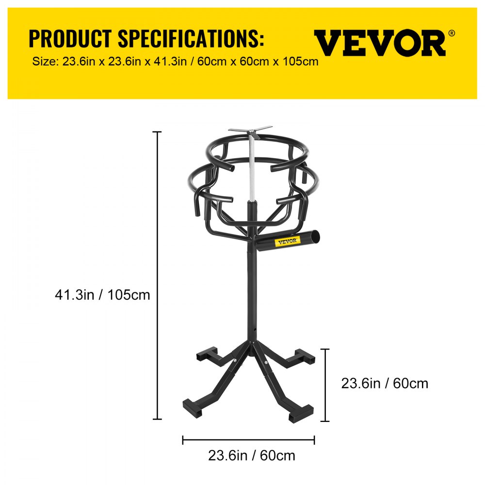 VEVOR Motorcycle Tire Changing Stand, Fit for 10" - 21" Multi Tire Sizes, 37" - 41.3" Adjustable Height Durable Steel Tire Change Stand, Four Stand Feet Motocross Dirt Bike Tire Changer, Black