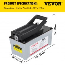 VEVOR 2510A Air Hydraulic Pump 10,000 PSI Quick Power Air Hydraulic Foot Pump 0.42 Gal Reservoir Foot Actuated Hydraulic Pump for Heavy Machinery Rigging & Auto Repair, Gray