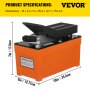 VEVOR Air Hydraulic Pump 10000 PSI Air Over Hydraulic Pump 1/2 Gal Reservoir Air Treadle Foot Actuated Hydraulic Pump 3/8" NPT with 6.56 ft Hose 2 Connector Single Acting for Car Repair (Orange)