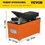 VEVOR Air Hydraulic Pump 10000 PSI Air Over Hydraulic Pump 0.42 Gal Reservoir Air Treadle Foot Actuated Hydraulic Pump 3/8" NPT with 6.56 ft Hose 2 Connector Single Acting for Car Repair (Orange)