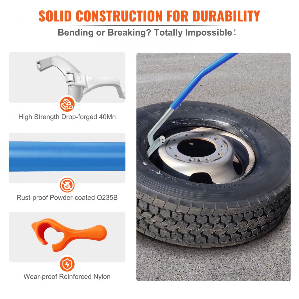 VEVOR Tire Mount Demount Tool, 22.5 to 24.5 inches, 3PCS Tire Changer Demount Tool Adapted to Aluminum and Steel Rims, with Extra Bead Keeper, Tire Changing Tools for Car Repairing, Blue