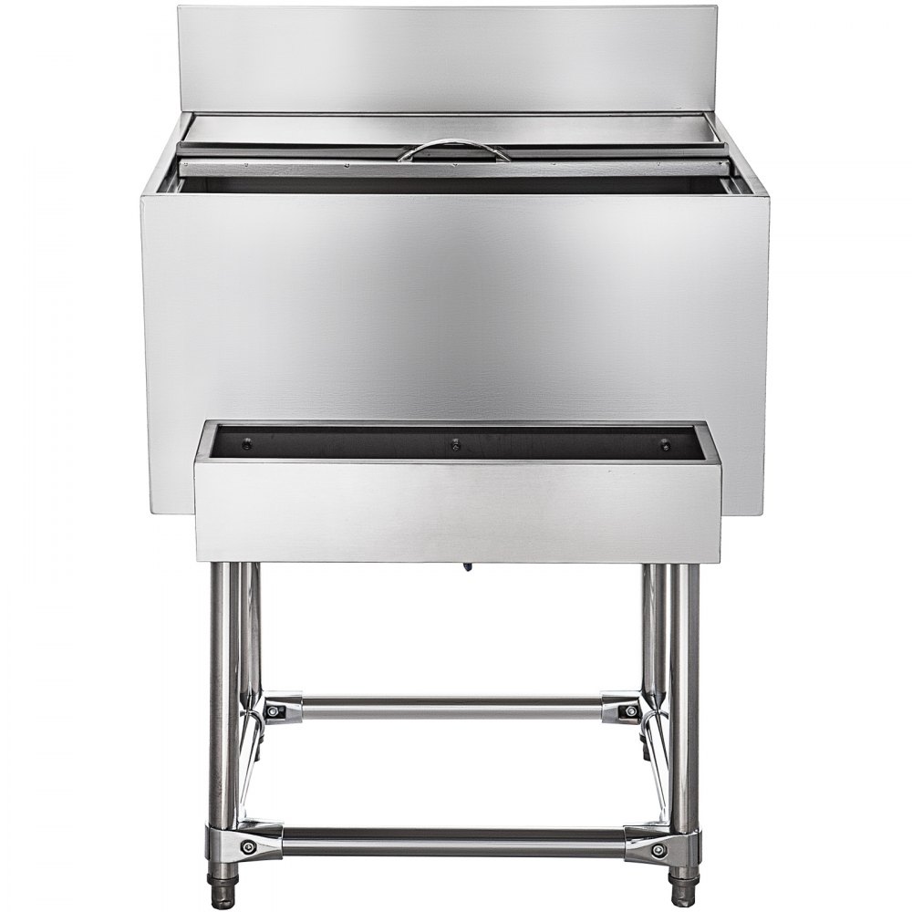 Stainless Steel Underbar Ice Bin Standing Cooler 61x53 cm Ice Chest for Bar