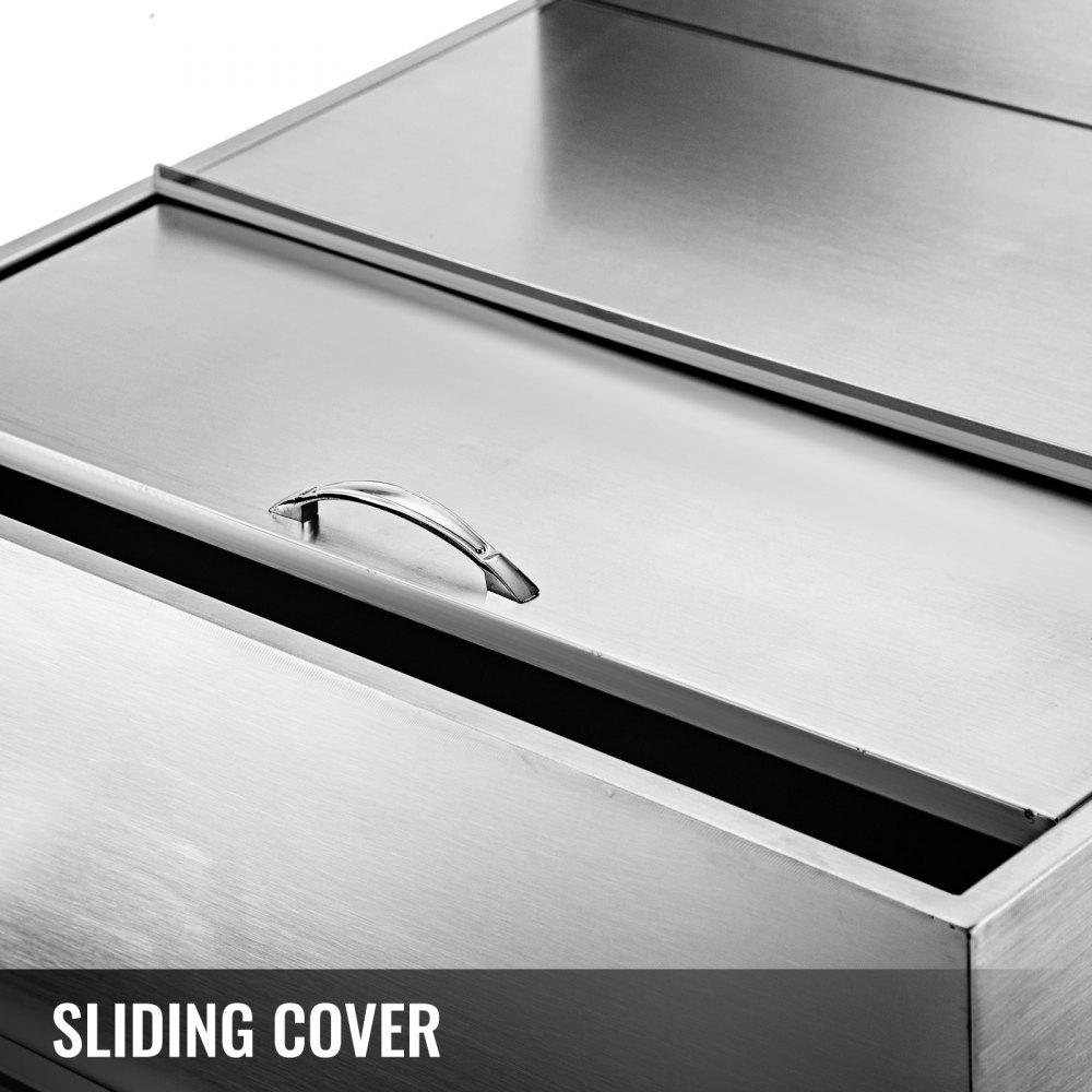 Stainless Steel Underbar Ice Bin Standing Cooler 61x53 cm Ice Chest for Bar