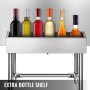 VEVOR Stainless Steel Underbar Ice Bin 30 x 21 Inch, Standing Cooler 215 lbs Ice Capacity, Ice Chest for Bar Silver, Stainless Steel Cooler with Sliding Cover, Bottle Shelf and Adjustable Feet