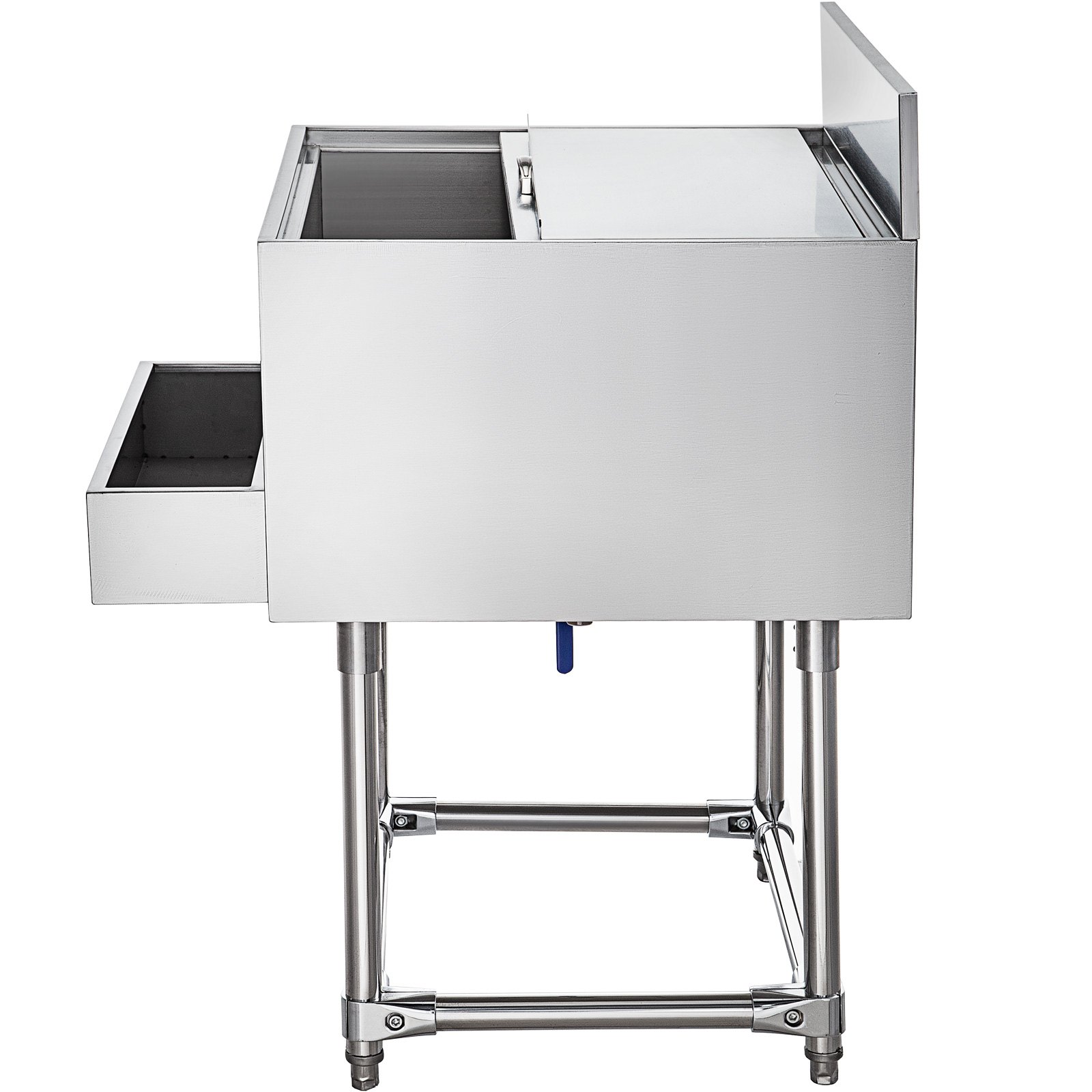 VEVOR Stainless Steel Underbar Ice Bin 30 x 21 Inch, Standing Cooler 215 lbs Ice Capacity, Ice Chest for Bar Silver, Stainless Steel Cooler with Sliding Cover, Bottle Shelf and Adjustable Feet