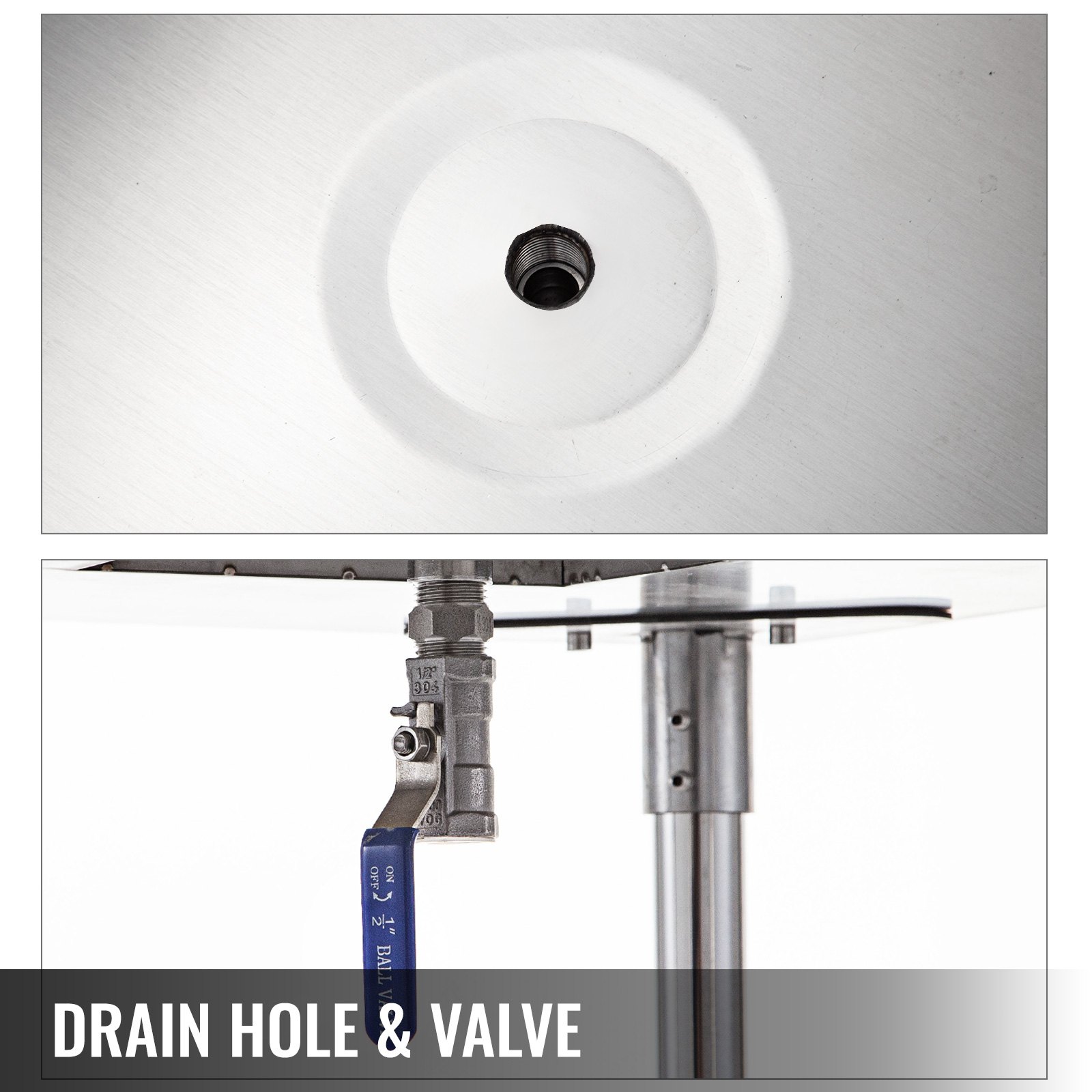 VEVOR Stainless Steel Underbar Ice Bin 30 x 21 Inch, Standing Cooler 215 lbs Ice Capacity, Ice Chest for Bar Silver, Stainless Steel Cooler with Sliding Cover, Bottle Shelf and Adjustable Feet