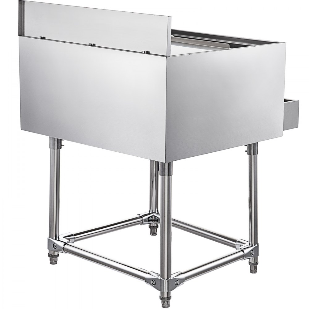 VEVOR Stainless Steel Underbar Ice Bin 36 x 21 Inch, Standing Cooler 264 lbs Ice Capacity, Ice Chest for Bar Silver, Stainless Steel Cooler with Sliding Cover, Bottle Shelf and Adjustable Feet