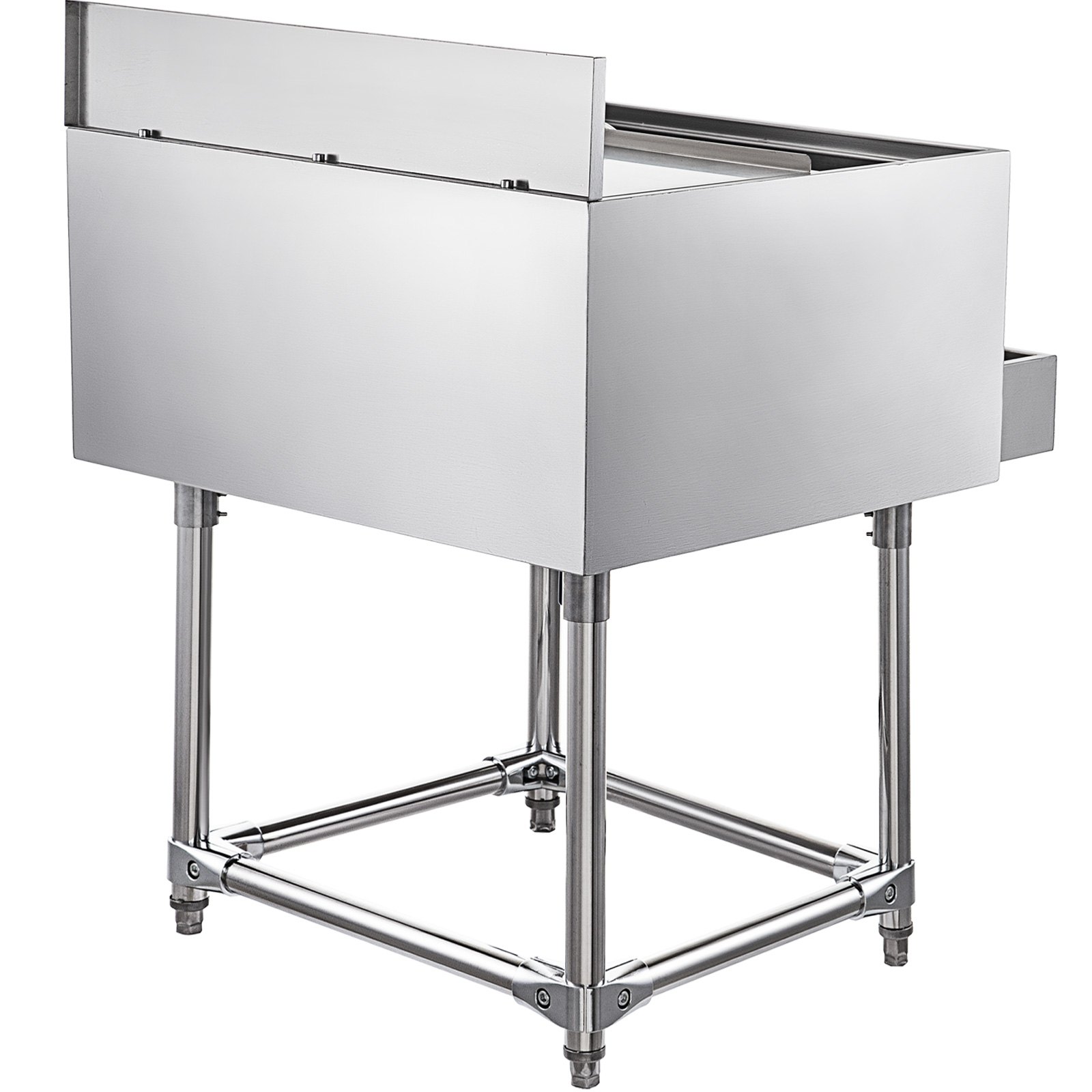 VEVOR Stainless Steel Underbar Ice Bin 36 x 21 Inch, Standing Cooler 264 lbs Ice Capacity, Ice Chest for Bar Silver, Stainless Steel Cooler with Sliding Cover, Bottle Shelf and Adjustable Feet