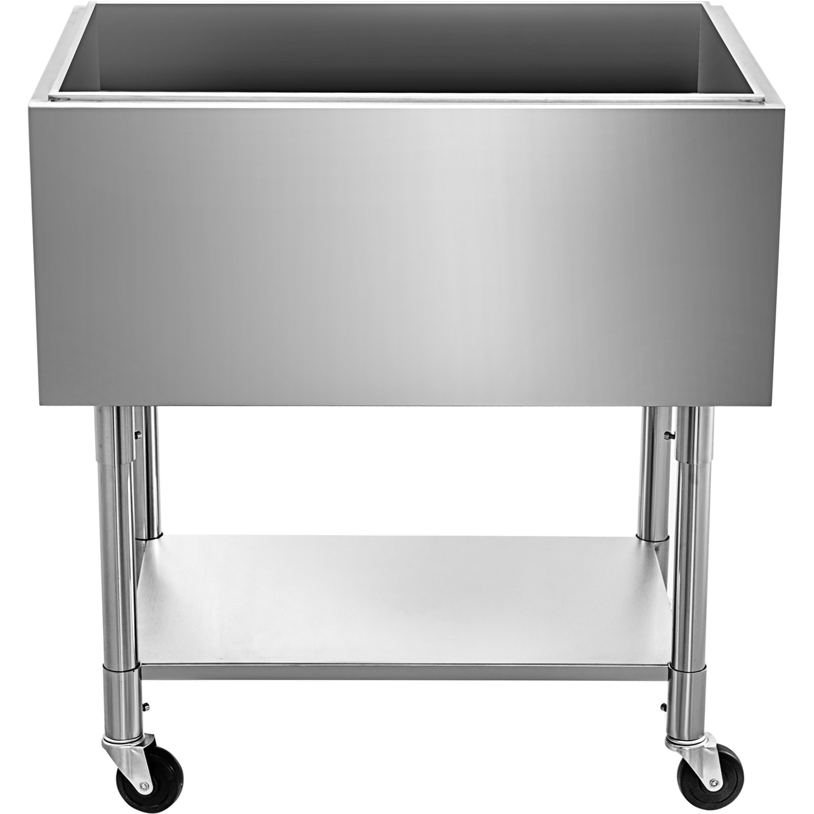 Vevor Stainless Steel Underbar Ice Bin Rolling Cooler Cart 24 x 21 In, Ice Chest