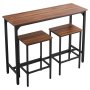 VEVOR Bar Table, 3PCS 47″ Bars Tables Set, Bar Tables and Chair Set with Rounded Edge Design, Rectangular Pub Table with Two Stools for Office Desk, Breakfast Corner, Mini Bars, Rustic Brown, Black