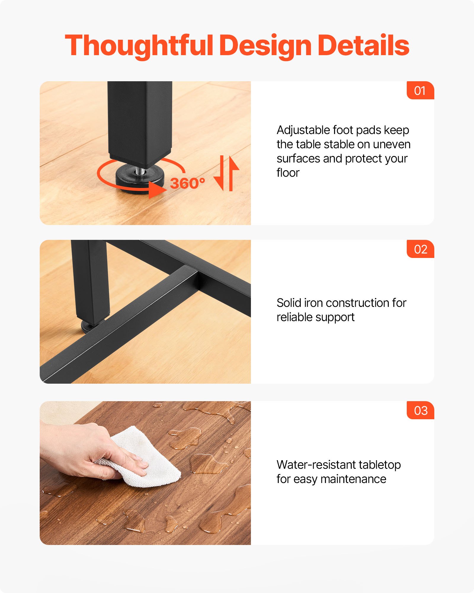 VEVOR Bar Table, 3PCS 47″ Bars Tables Set, Bar Tables and Chair Set with Rounded Edge Design, Rectangular Pub Table with Two Stools for Office Desk, Breakfast Corner, Mini Bars, Rustic Brown, Black