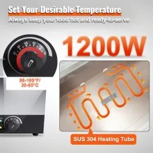 VEVOR Commercial Food Warmer 24QT Bain Marie 1200W Electric Buffet Warmer Soup Warmer Stove Steam Countertop Stainless Steel Container Temperature Control for Parties, Catering and Restaurant, Silver