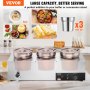 VEVOR electric soup warmer with three 7.4 qt bowls for soup, sauce, stew, and nacho cheese.