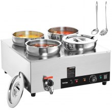 110V Commercial Food Warmer 16.8 Qt Capacity, 1500W Electric Soup Warmer  Adjustable Temp.86-185?, Stainless