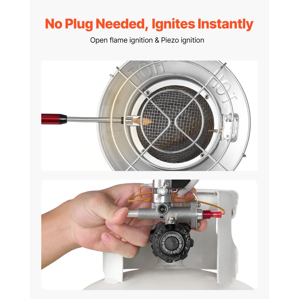 VEVOR Propane Tank Top Heater with Portable Trolley, 15000 BTU Rapid Heating 180-Degree Infrared Radiant Tank Top Gas Heater for 9-18kg Propane Tanks, for Ice Fishing/ Hunting/Outdoor Single Burner