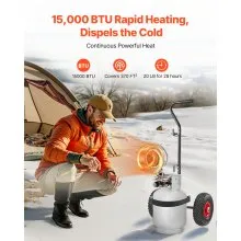 Propane Tank Top Heater with Portable Trolley 15000 BTU Infrared Single