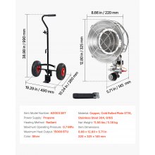 Propane Tank Top Heater with Portable Trolley 15000 BTU Infrared Single