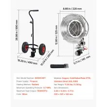 Propane Tank Top Heater with Portable Trolley 15000 BTU Infrared Single