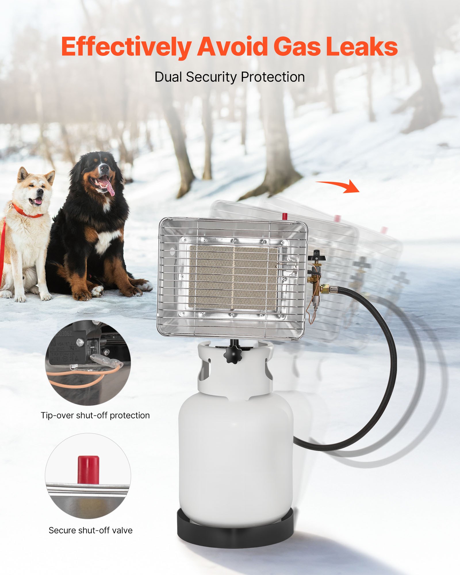 VEVOR Propane Tank Top Heater, 13000 BTU Rapid Heating 180-Degree Infrared Radiant Tank Top Gas Heater, Stepless Temperature Adjustment for Ice Fishing/ Hunting/Outdoor Work, Single Burner Square