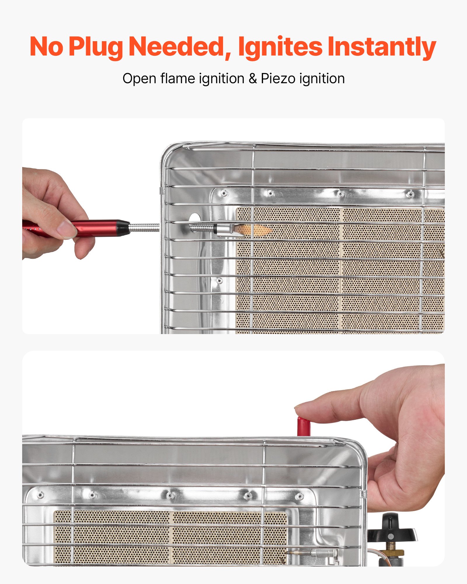 VEVOR Propane Tank Top Heater, 13000 BTU Rapid Heating 180-Degree Infrared Radiant Tank Top Gas Heater, Stepless Temperature Adjustment for Ice Fishing/ Hunting/Outdoor Work, Single Burner Square