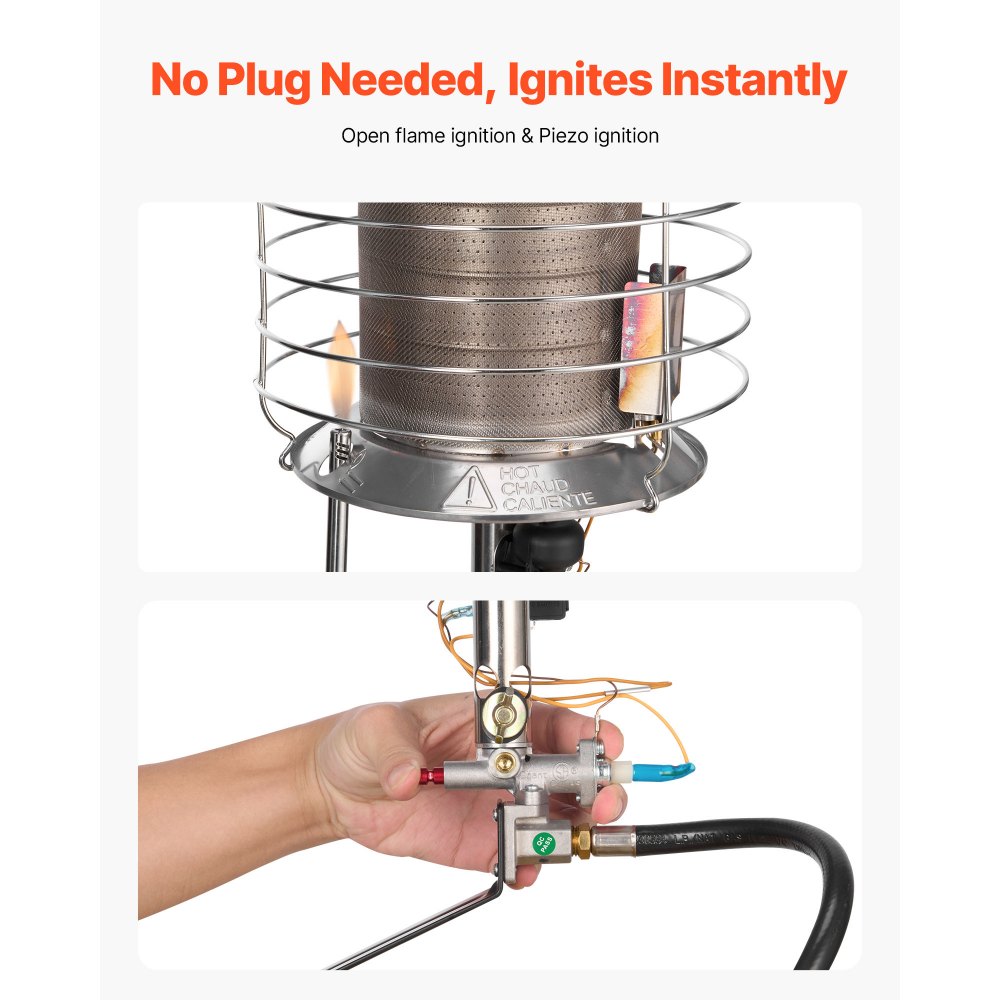 VEVOR Propane Tank Top Heater, 42000 BTU Rapid Heating 360-Degree Infrared Radiant Tank Top Gas Heater, Stepless Temperature Adjustment for Ice Fishing/ Hunting/Outdoor Work, Single Burner