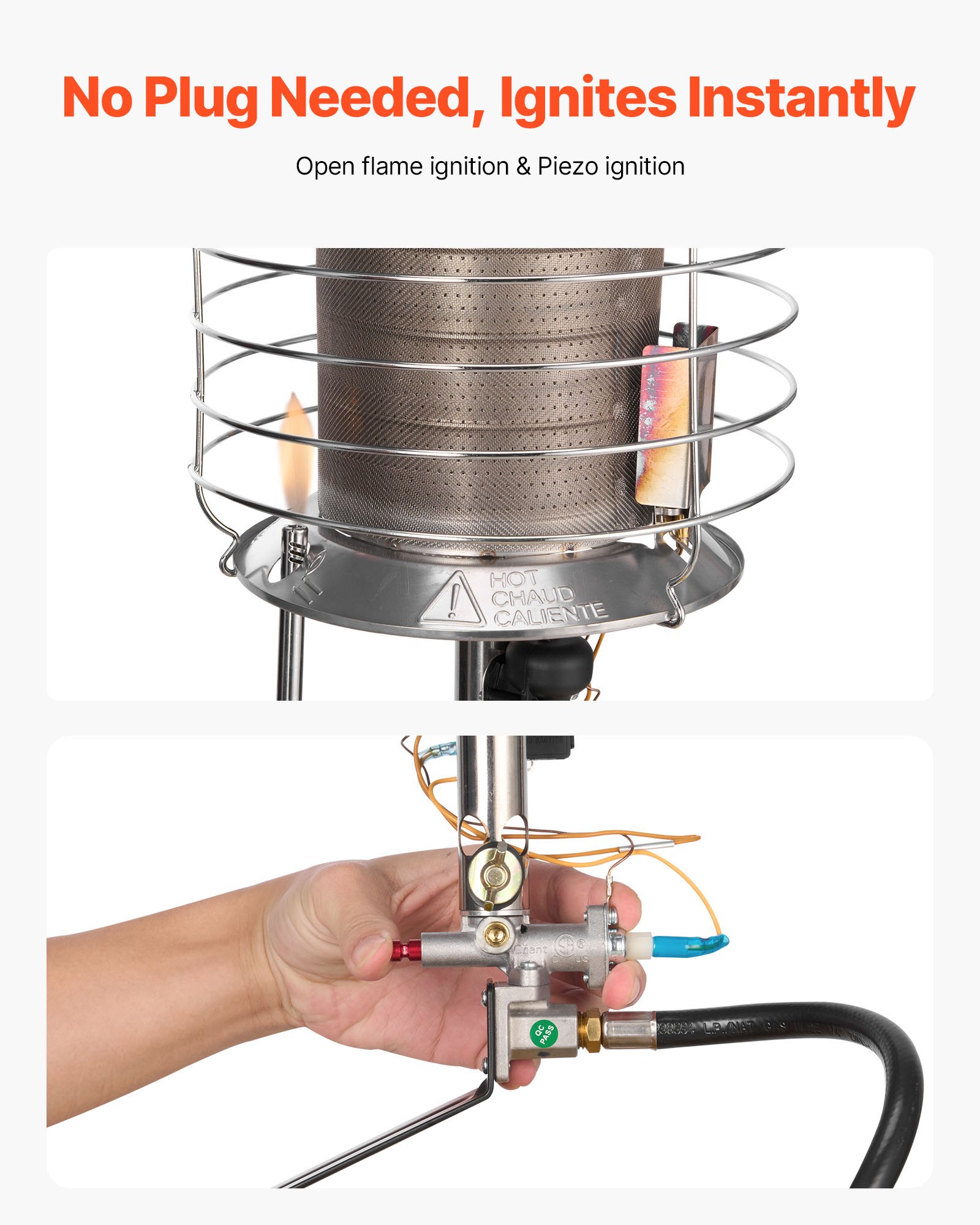 VEVOR Propane Tank Top Heater, 42000 BTU Rapid Heating 360-Degree Infrared Radiant Tank Top Gas Heater, Stepless Temperature Adjustment for Ice Fishing/ Hunting/Outdoor Work, Single Burner