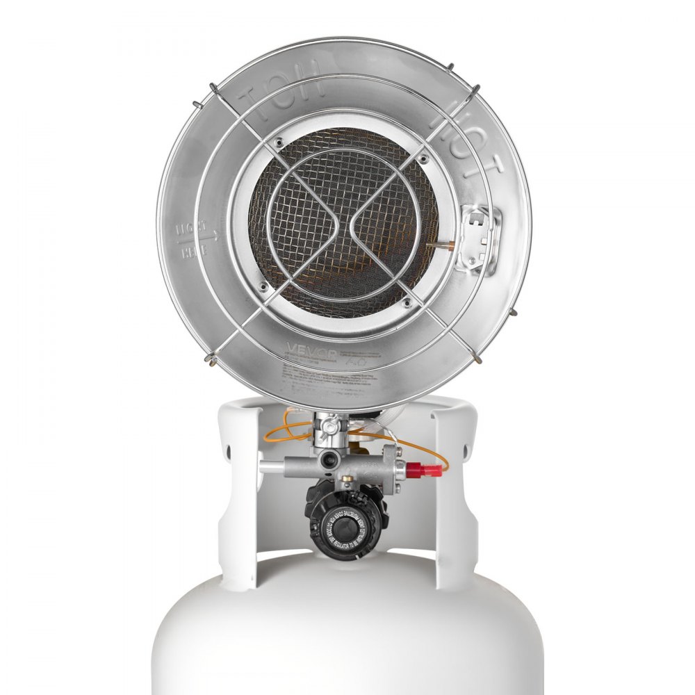 VEVOR Propane Tank Top Heater, 15000 BTU Rapid Heating 180-Degree Infrared Radiant Tank Top Gas Heater, Stepless Temperature Adjustment for Ice Fishing/ Hunting/Outdoor Work, Single Burner Round
