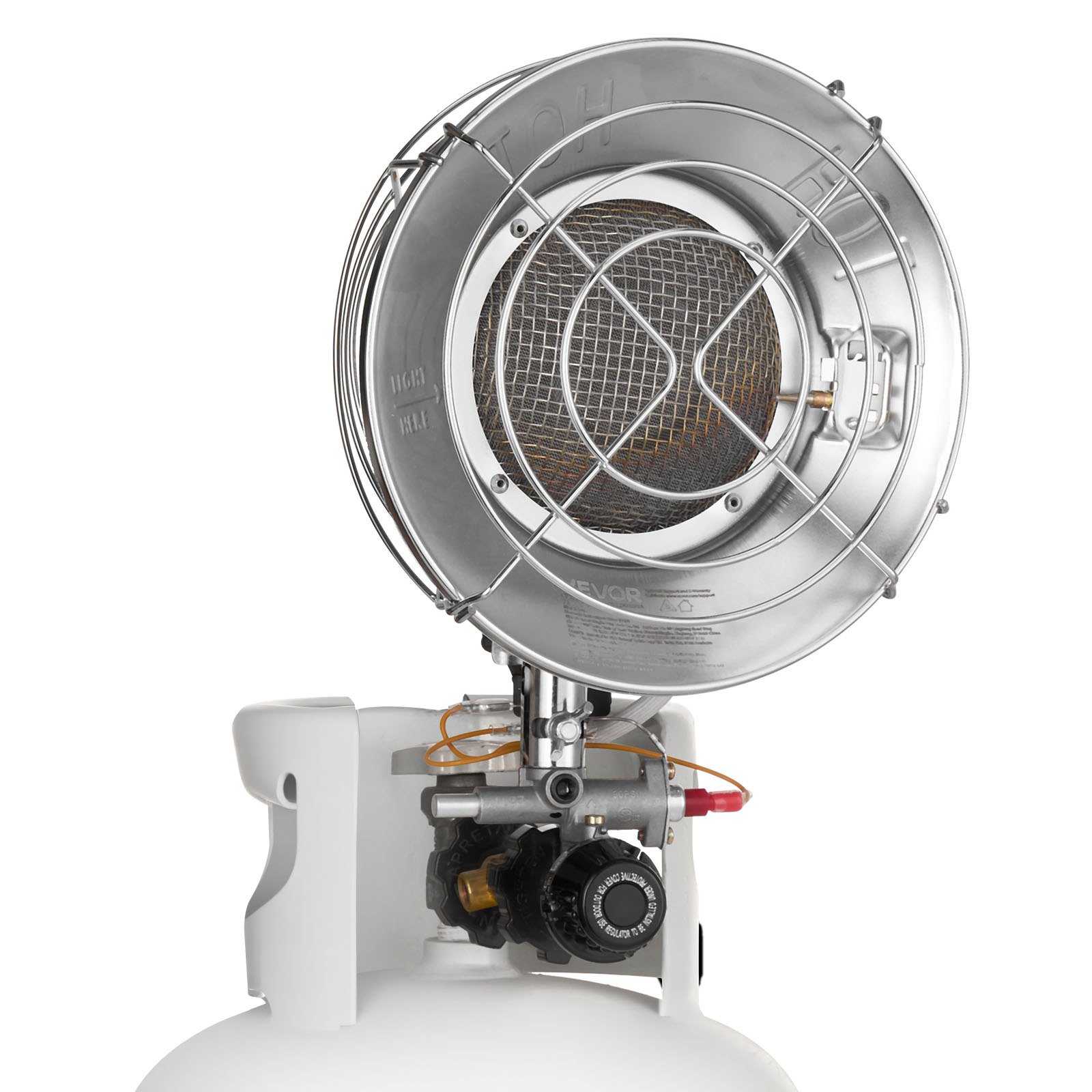 VEVOR Propane Tank Top Heater, 15000 BTU Rapid Heating 180-Degree Infrared Radiant Tank Top Gas Heater, Stepless Temperature Adjustment for Ice Fishing/ Hunting/Outdoor Work, Single Burner Round