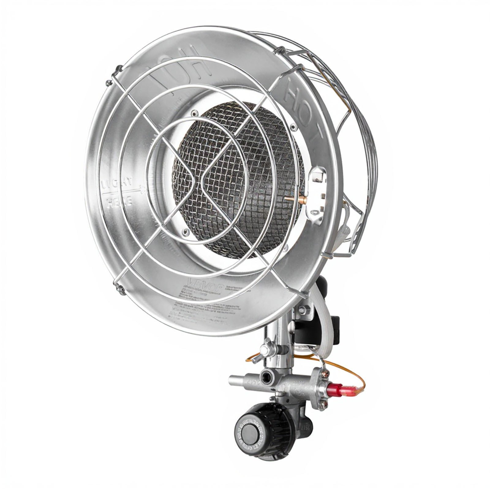 VEVOR Propane Tank Top Heater, 15000 BTU Rapid Heating 180-Degree Infrared Radiant Tank Top Gas Heater, Stepless Temperature Adjustment for Ice Fishing/ Hunting/Outdoor Work, Single Burner Round