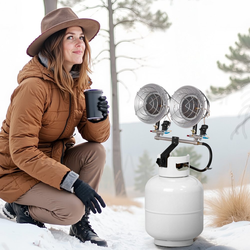 VEVOR Propane Tank Top Heater, 30000 BTU Rapid Heating 180-Degree Infrared Radiant Tank Top Gas Heater, 3 Heat Settings for Ice Fishing/ Hunting/Outdoor Work, Single Burner Square