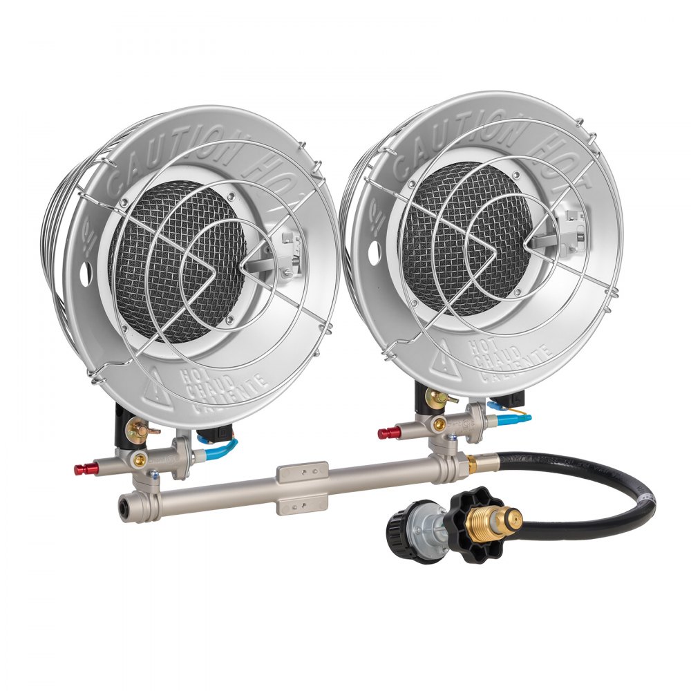 VEVOR Propane Tank Top Heater, 30000 BTU Rapid Heating 180-Degree Infrared Radiant Tank Top Gas Heater, 3 Heat Settings for Ice Fishing/ Hunting/Outdoor Work, Dual Burner Square