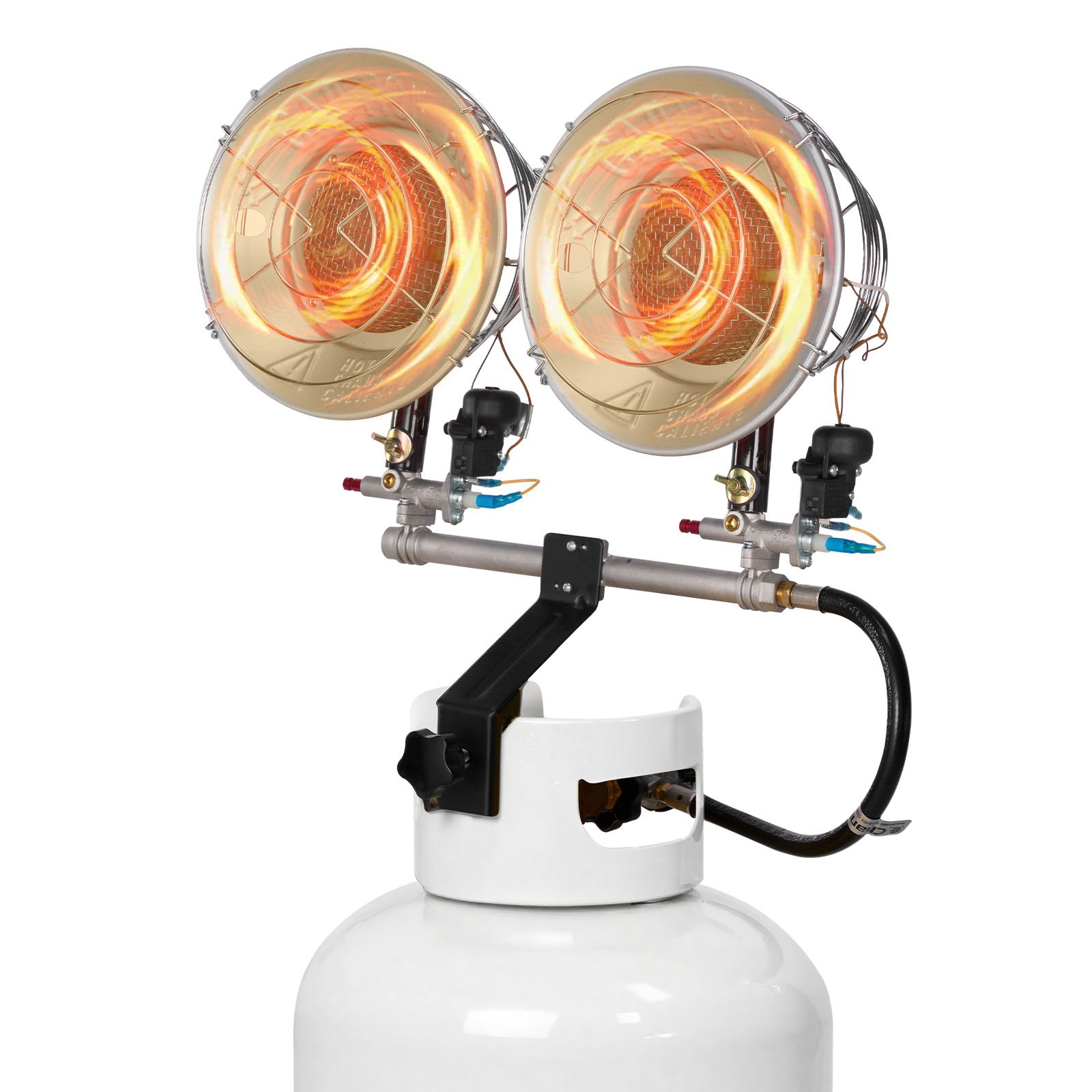 VEVOR Propane Tank Top Heater, 30000 BTU Rapid Heating 180-Degree Infrared Radiant Tank Top Gas Heater, 3 Heat Settings for Ice Fishing/ Hunting/Outdoor Work, Dual Burner Square