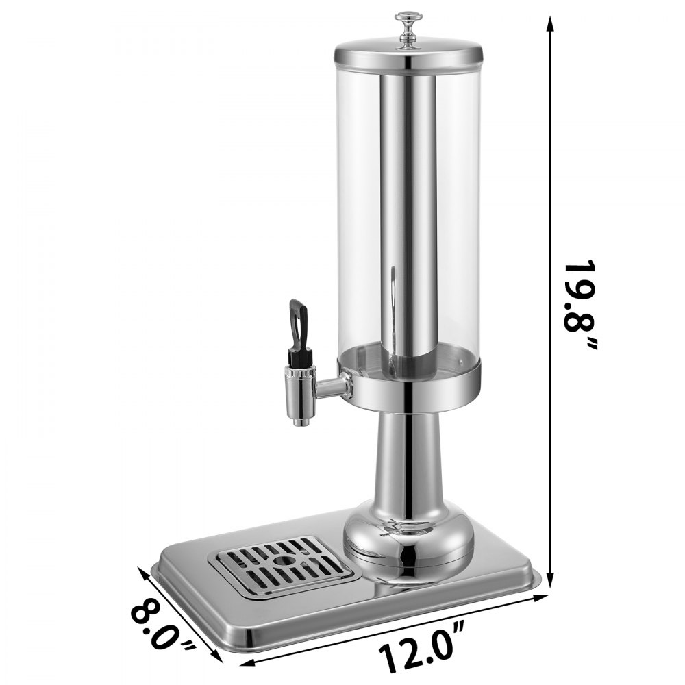 VEVOR 3L Juice Dispenser Stand Hotel Beverage Dispenser Single Tank with Tap