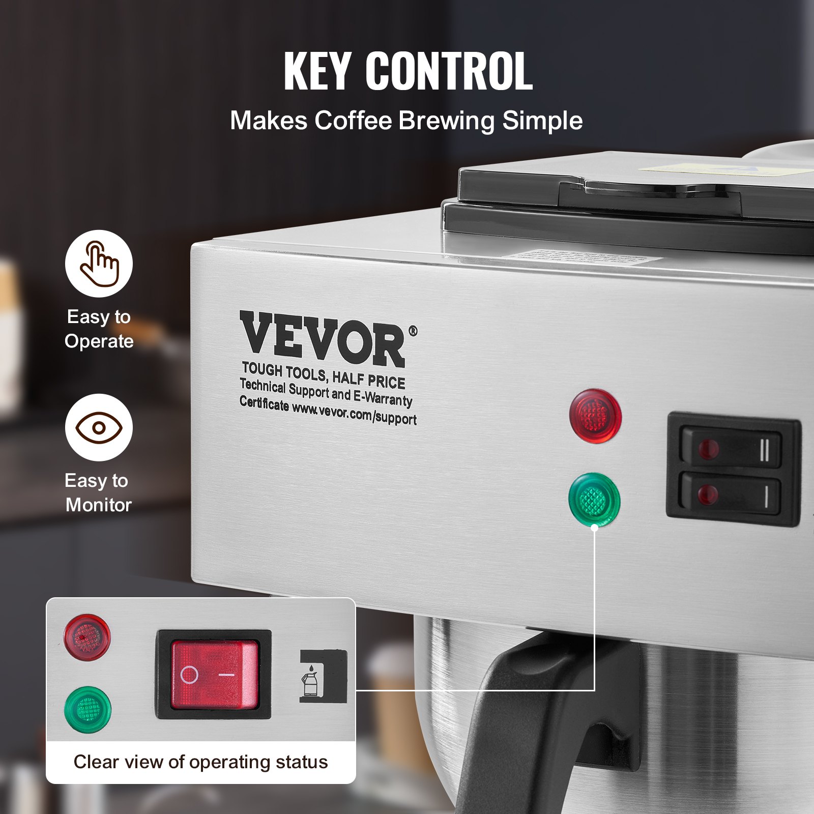 12 Cups Commercial Drip Coffee Maker with Thermal Carafe Restaurant Office Cafe 12 Cups Commercial Drip Coffee Maker with Thermal Carafe Restaurant Office Cafe