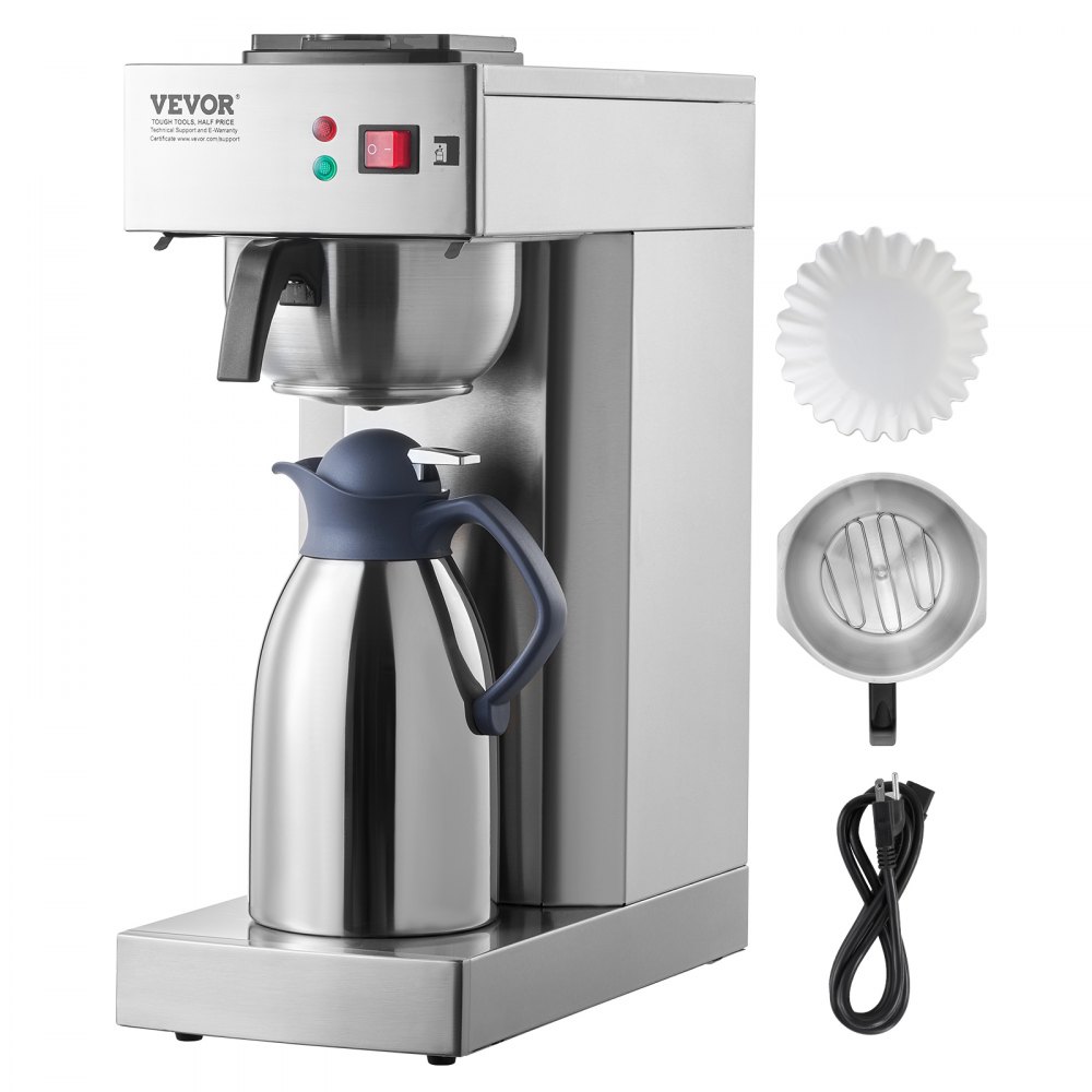 VEVOR 12 Cups Commercial Drip Coffee Maker with Thermal Carafe Restaurant Office