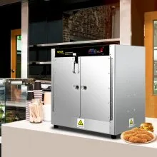 VEVOR Calentador de alimentos Hot Box, calentador de concesión de 25 x 15 x 24 pulgadas con bandeja de agua, cuatro sartenes desechables para catering, pizza de encimera, hamburguesa, pastelería, empanada, retención de alimentos calientes de concesión probado según los estándares UL