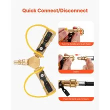VEVOR RV Propane Quick Connect Y Splitter Adapter with Shutoff Valve, 2 Way 1/4 inch Quick Disconnect Kit, Fits for RV Trailer, Quick Connect Propane Hose Connect to Motorhome Tabletop Camping Grill