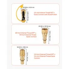 VEVOR RV Propane Quick Connect Fitting Adapter Valve, 7 Pieces, 1/4-Inch Male NPT Full Flow Plug & 3/8-Inch Male Flare Quick Kit for Low Pressure Gas Appliances and RV Propane Quick Connections