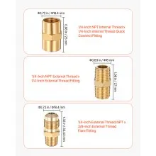 VEVOR RV Propane Quick Connect Fitting Adapter Valve, 7 Pieces, 1/4-Inch Male NPT Full Flow Plug & 3/8-Inch Male Flare Quick Kit for Low Pressure Gas Appliances and RV Propane Quick Connections