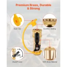 VEVOR RV Propane Quick Connect Fitting Adapter Valve, 7 Pieces, 1/4-Inch Male NPT Full Flow Plug & 3/8-Inch Male Flare Quick Kit for Low Pressure Gas Appliances and RV Propane Quick Connections